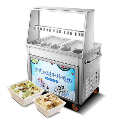 Qualität Commercial Fried Ice Cream Machine Snack Factory For Sale Double Pan Ice Cream Roll Machine With Fruit Yogurt Ready To Ship usine
